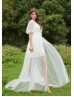Off Shoulder Ivory Lace Tulle Garden Wedding Dress